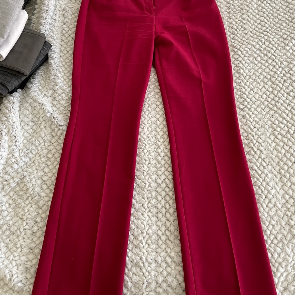 Express Women's Editor Fitted Boot Cut Pants in Deep Red